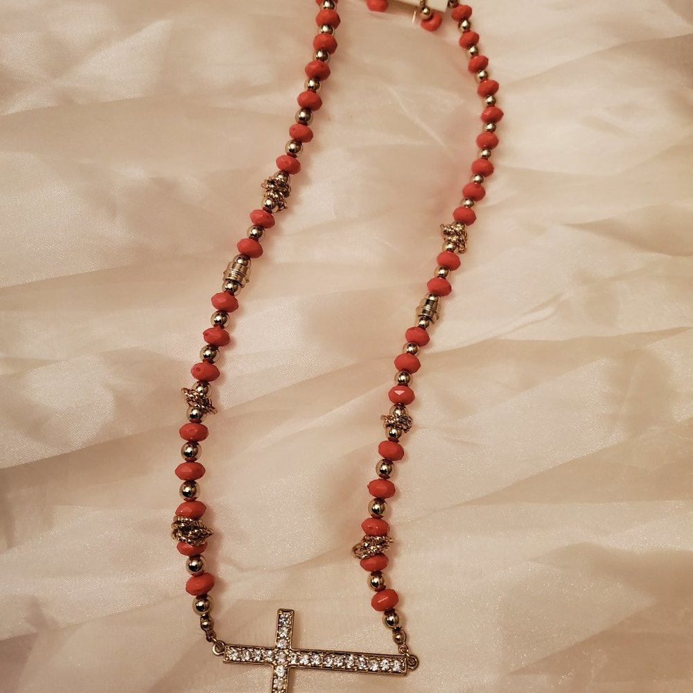 Pink and Gold Necklace/Earring set